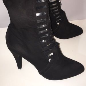 Lane Bryant Black Cutout LaceUp Over Knee Boot